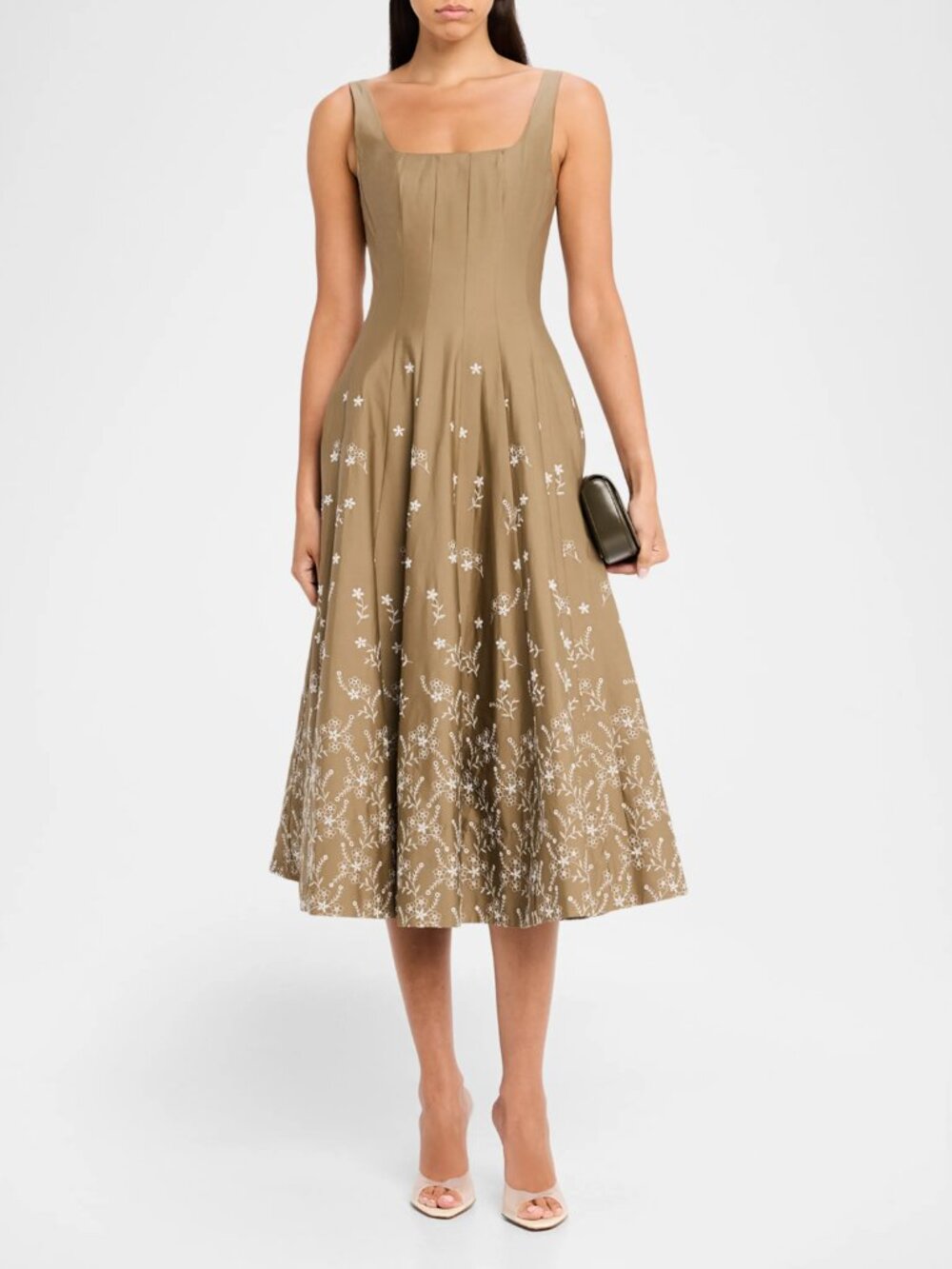 Staud  Wells Embroidered Cotton Poplin Fit & Flare Midi-Dress New With Tags - Picture 7 of 11